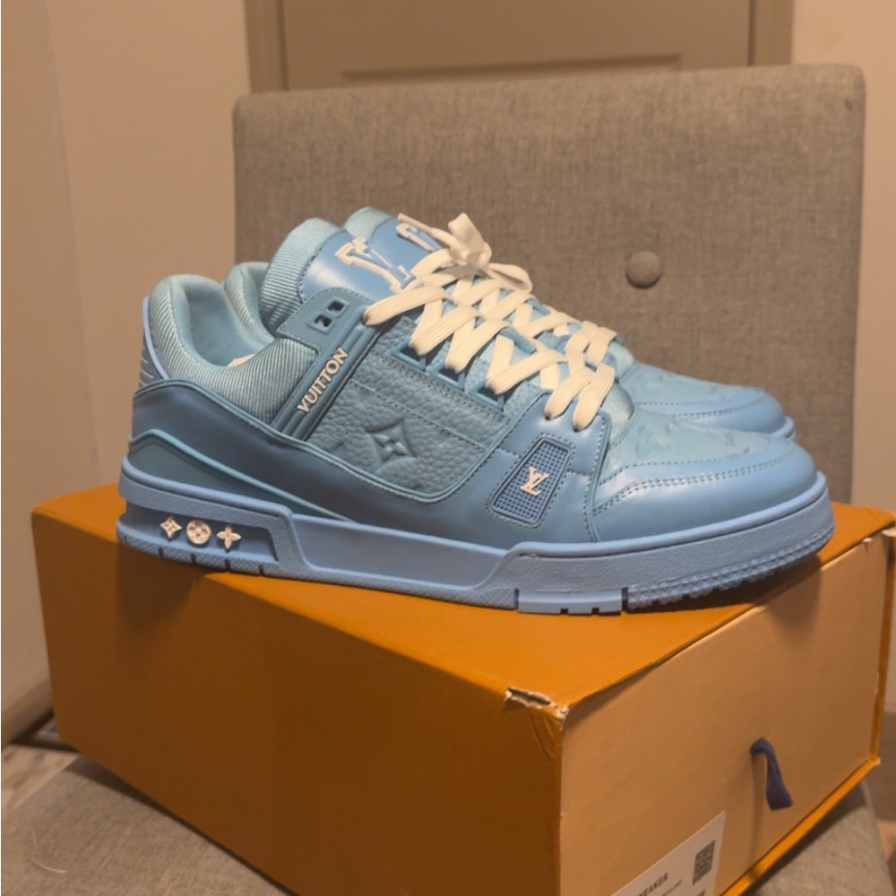 Louis Vuitton Sky Blue Sneakers with White Accents